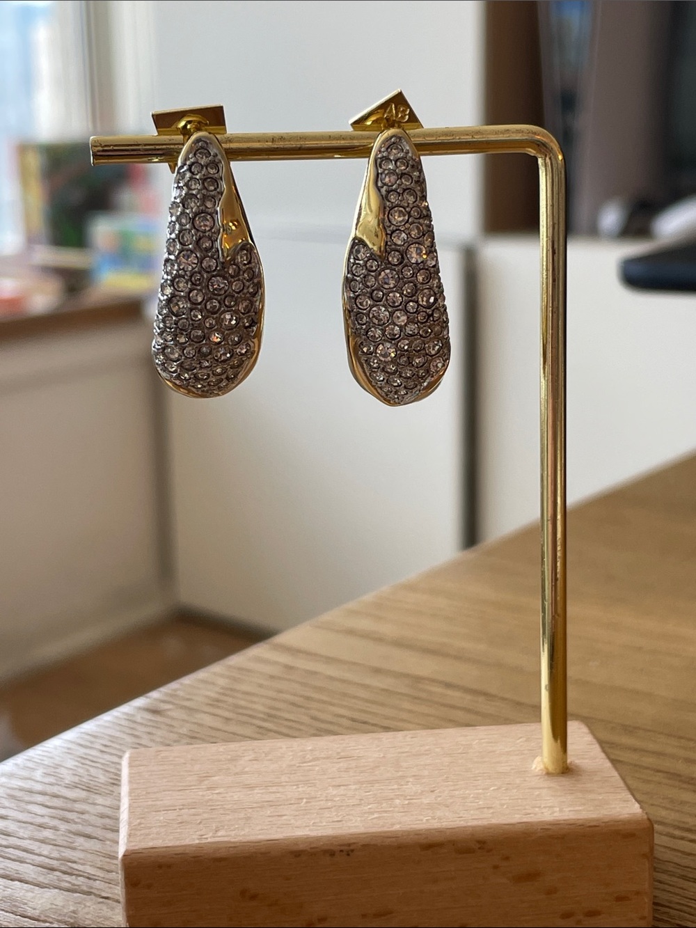 Alexis Bittar Gold and Crystal Pavé Curved Huggie Earrings